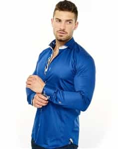 royal blue satin dress shirt