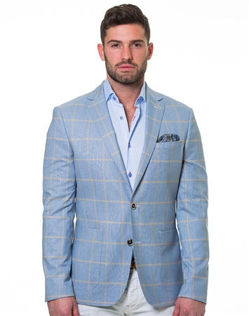 Fashionable Light Blue Blazer Luxury | Maceoo | Coat Sport