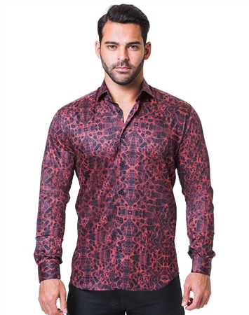 Luxury Black Red Button Down | Fashionable Men's Shirt | Maceoo