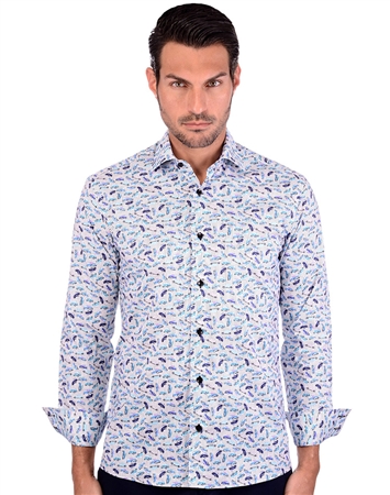 Bold Multi Bertigo Shirt | Long Sleeve Woven Shirt| Bertigo Collection