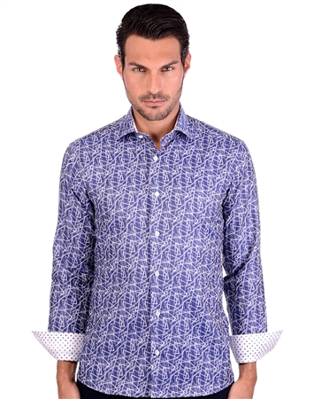 Bertigo Luxury Men’s Shirt| Navy And White Unique Men’s Shirt| Bertigo ...