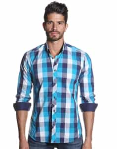 Men Fashion | Blue check shirt