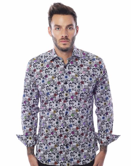 White Floral Shirt | Luxury Sport Shirt | Bertigo Winter Collection