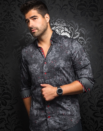 Luxury Abstract Blackand Red Floral Shirt | Au Noir Luxury Dress Shirt ...