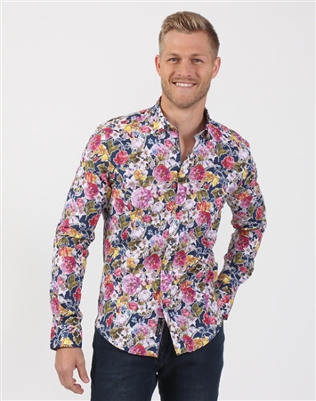 Men’s Multicolored Decorative Designer Shirt- Men’s Long Sleeve Button ...
