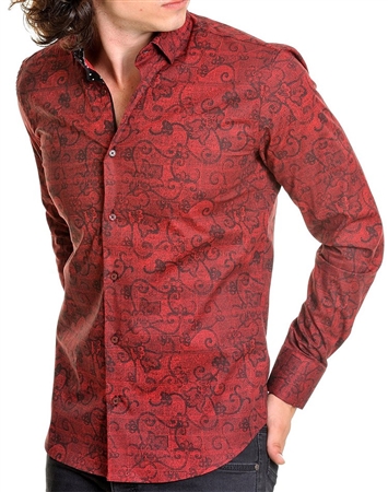 Shop Men Fashion- Burgundy Floral Shirt- Next Level Couture