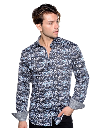 Elegant Abstract Print Woven - Designer Men's Shirt | Mizumi Couture