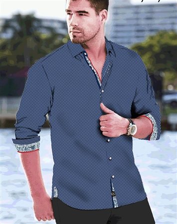 Sporty Navy and Blue Clover Dress Shirt | Au Noir Shirt | Next Level ...