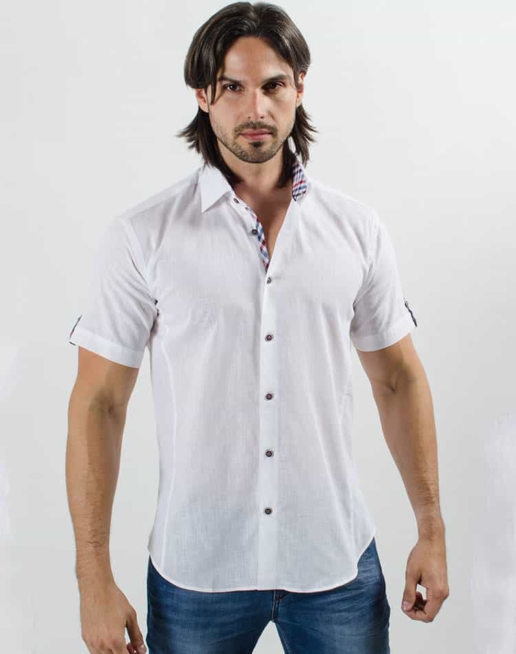 White Short Sleeve Dress Shirt | Via Uomo Conino White
